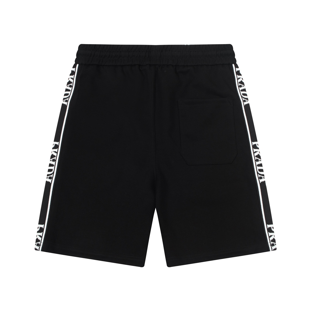 Silver triangle logo zipper shorts
