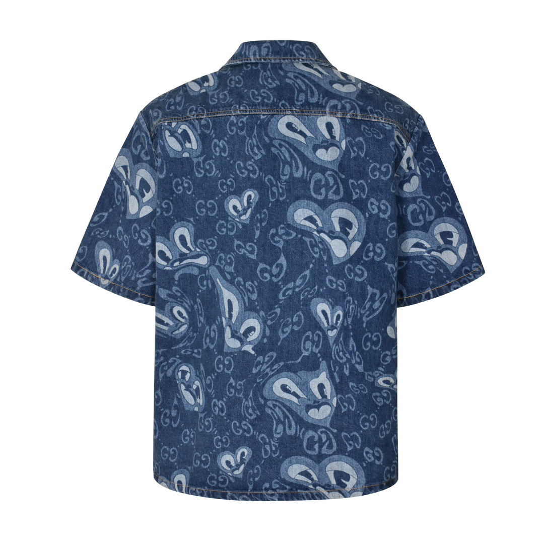 Heart Half Sleeve Denim Shirt