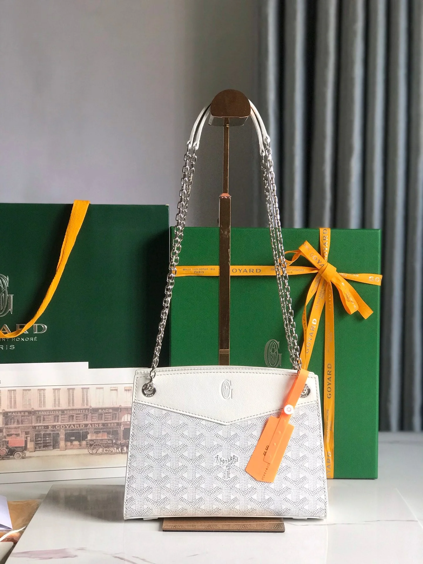 White Calfskin Structured Mini Bag