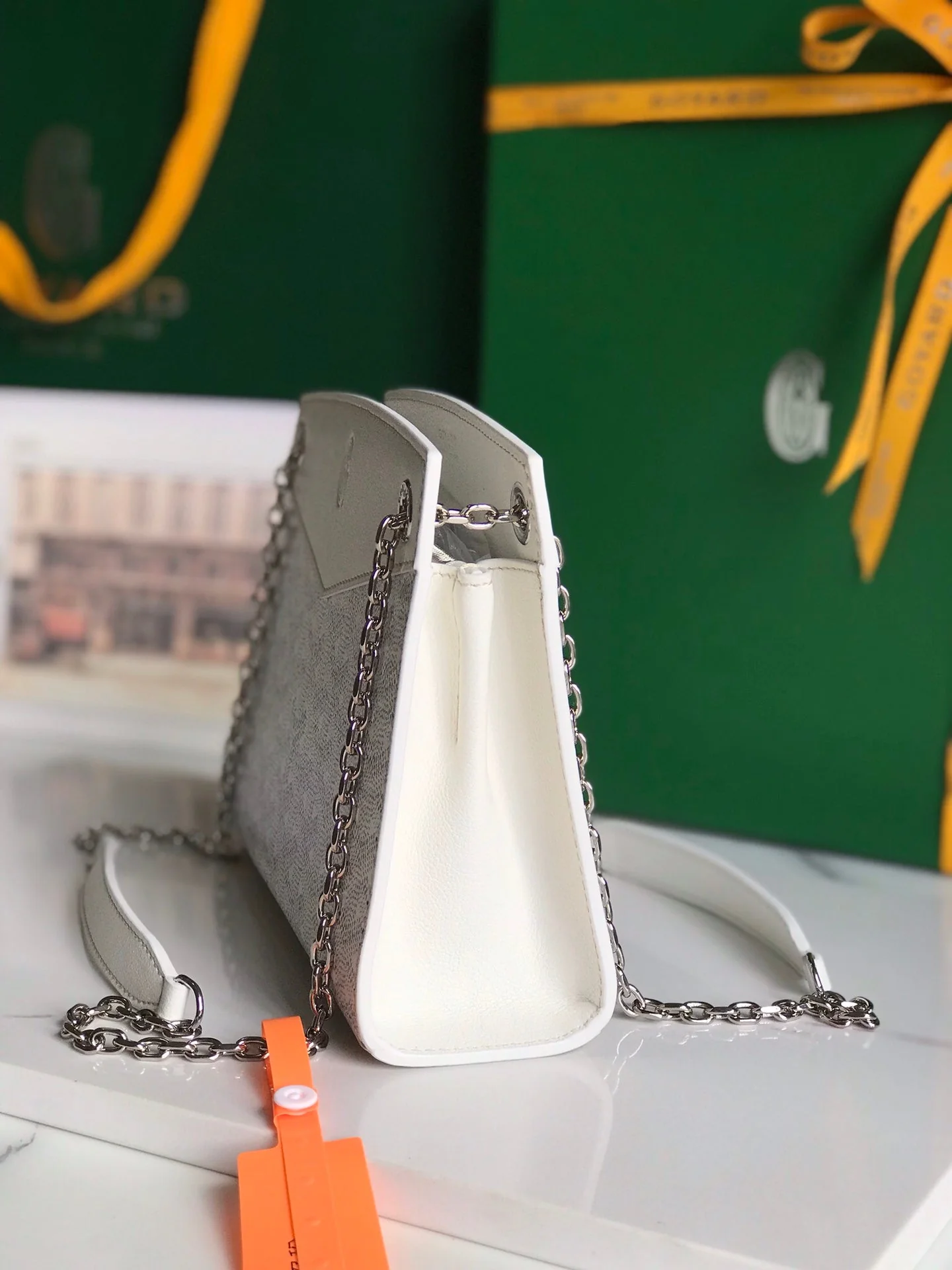 White Calfskin Structured Mini Bag