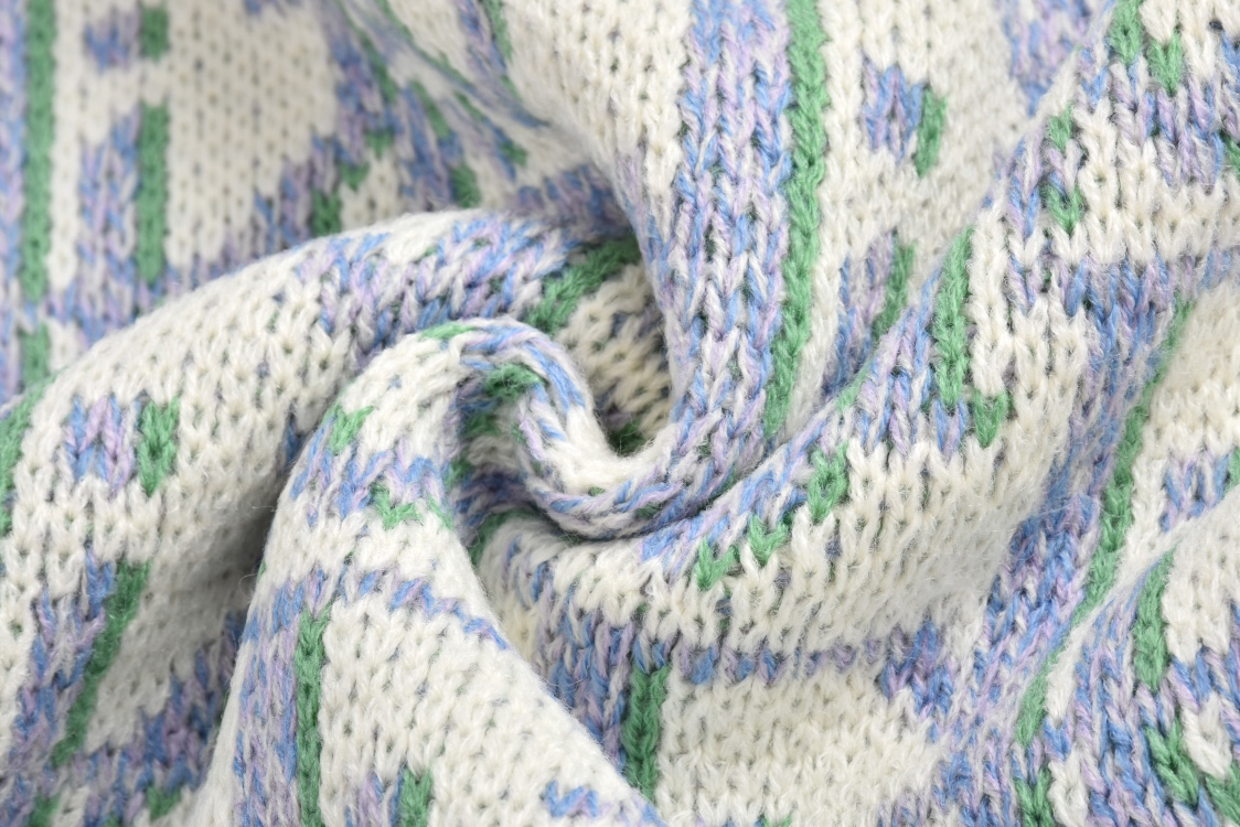 All over print jacquard crew neck sweater