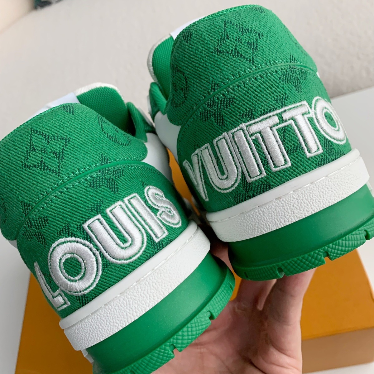 Trainer Green Monogram Denim