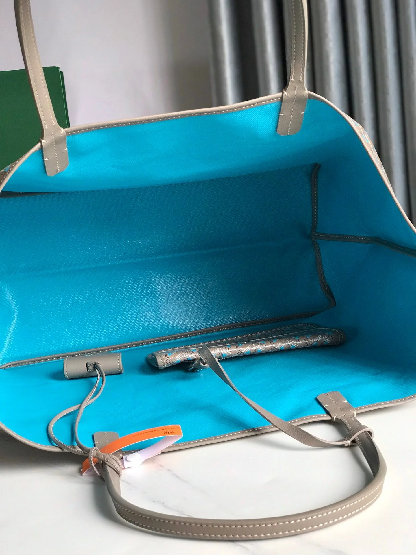 Grey and Blue Canvas Bag