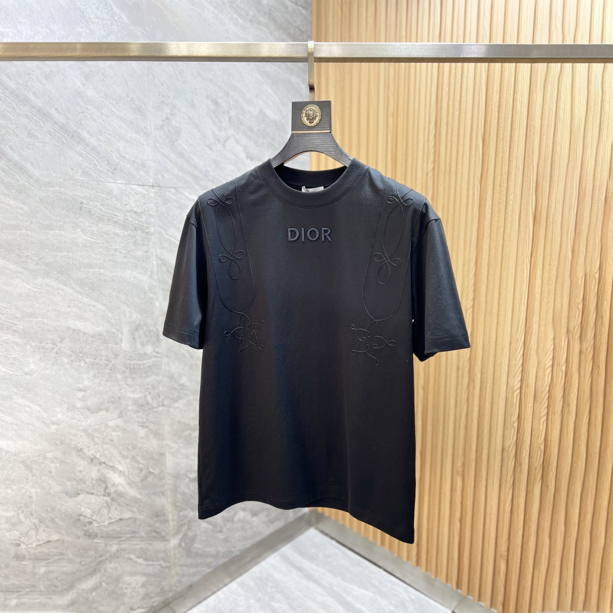 Washed and worn embroidered T-shirt