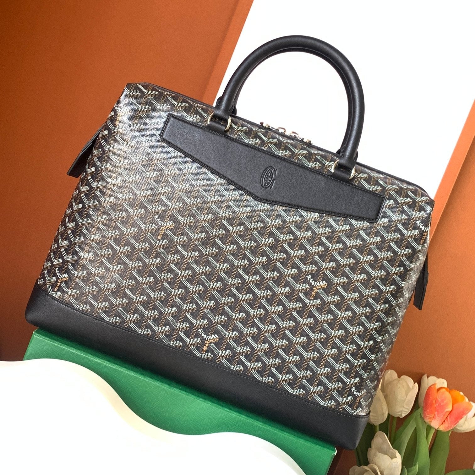 Black Canvas And Calfskin Document Holder