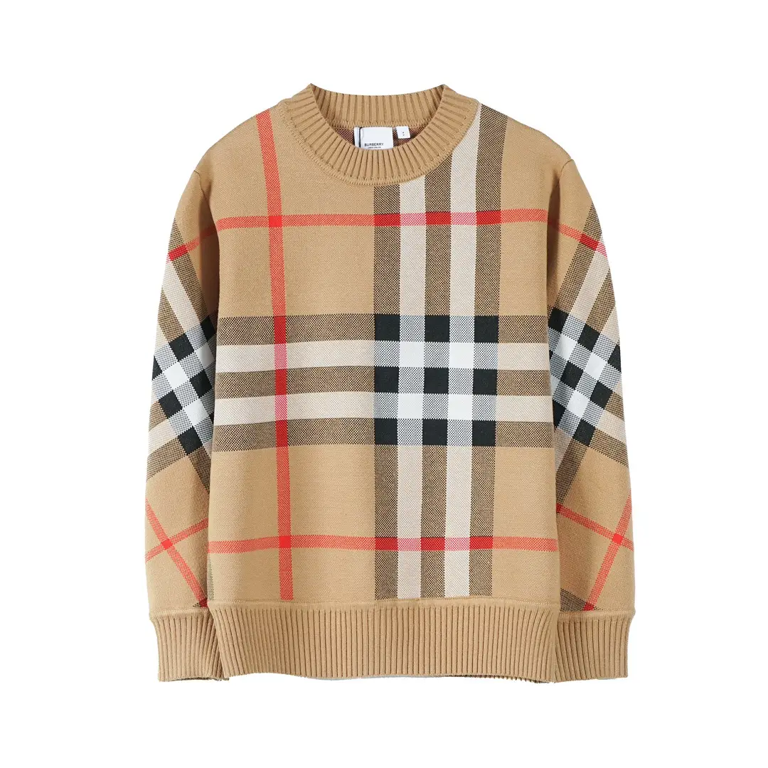 Check Wool Crew Neck Sweater
