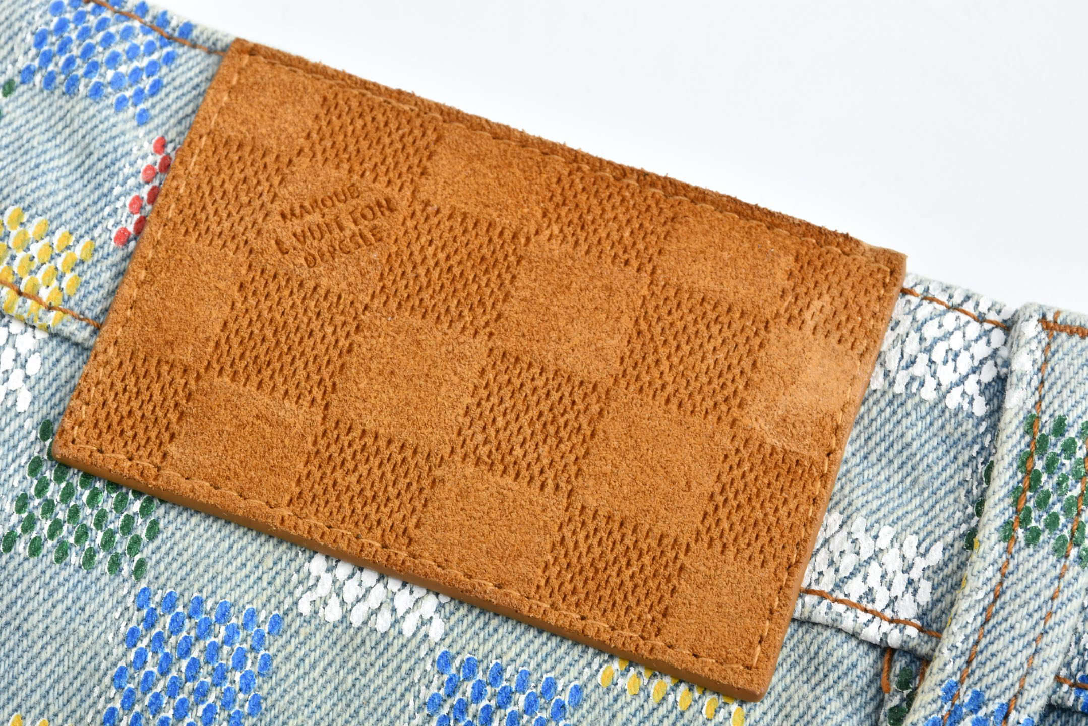 Damier Denim Wide-Leg Jeans