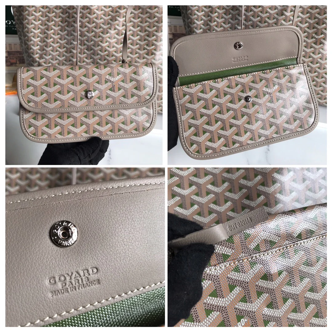 Grey and Green Canvas Bag