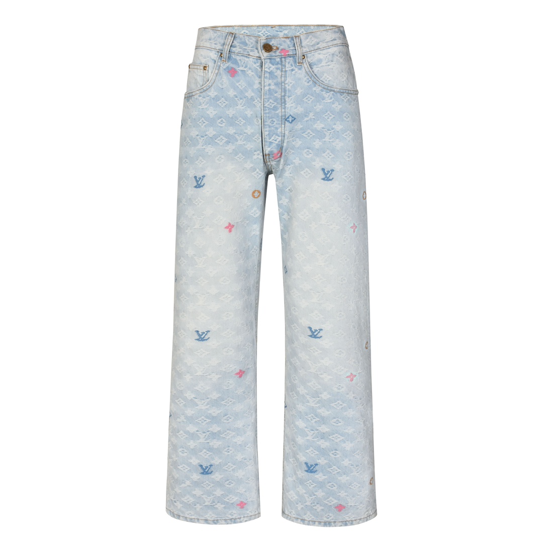 Jacquard Embroidered Denim Trousers