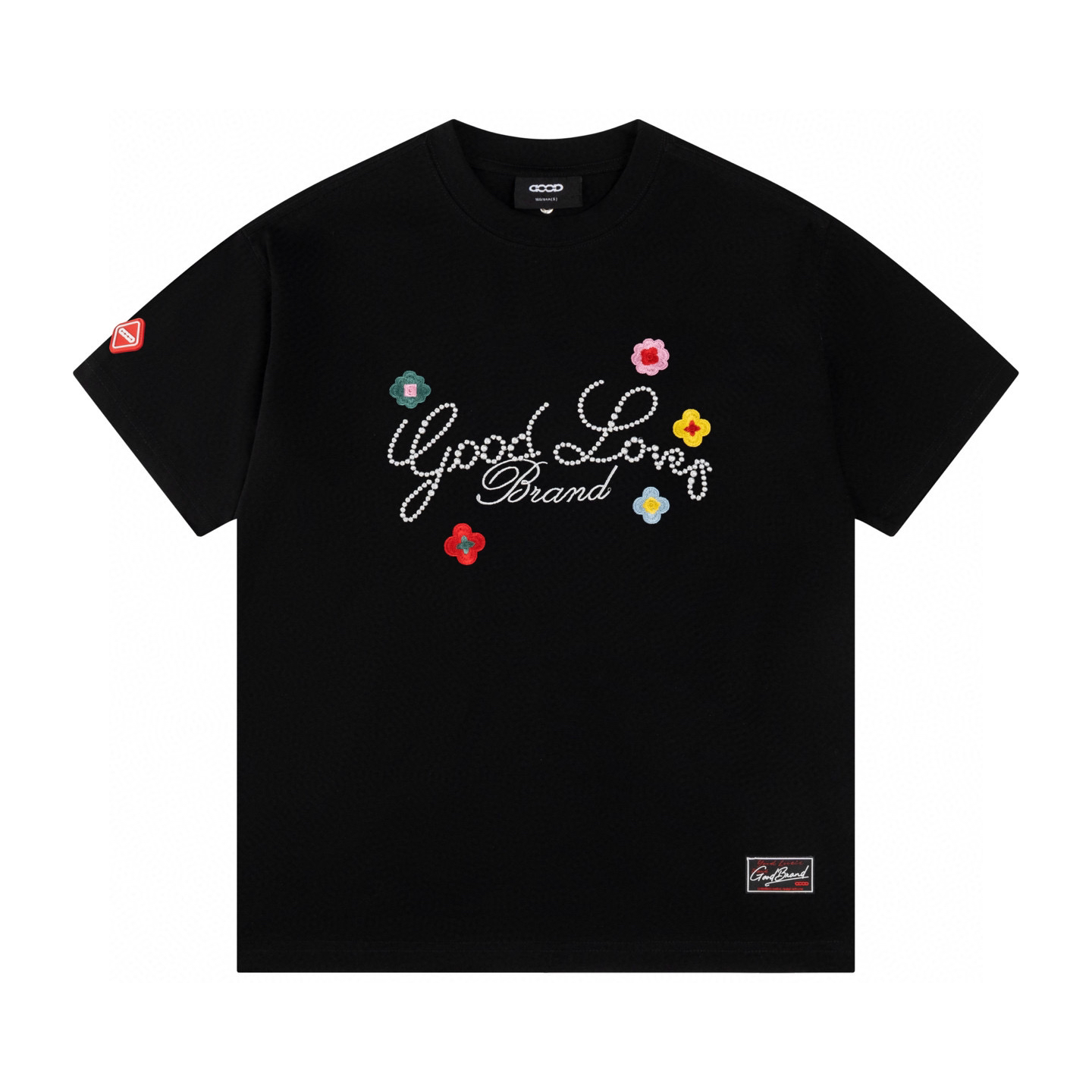 Embroidered floral slogan T-shirt