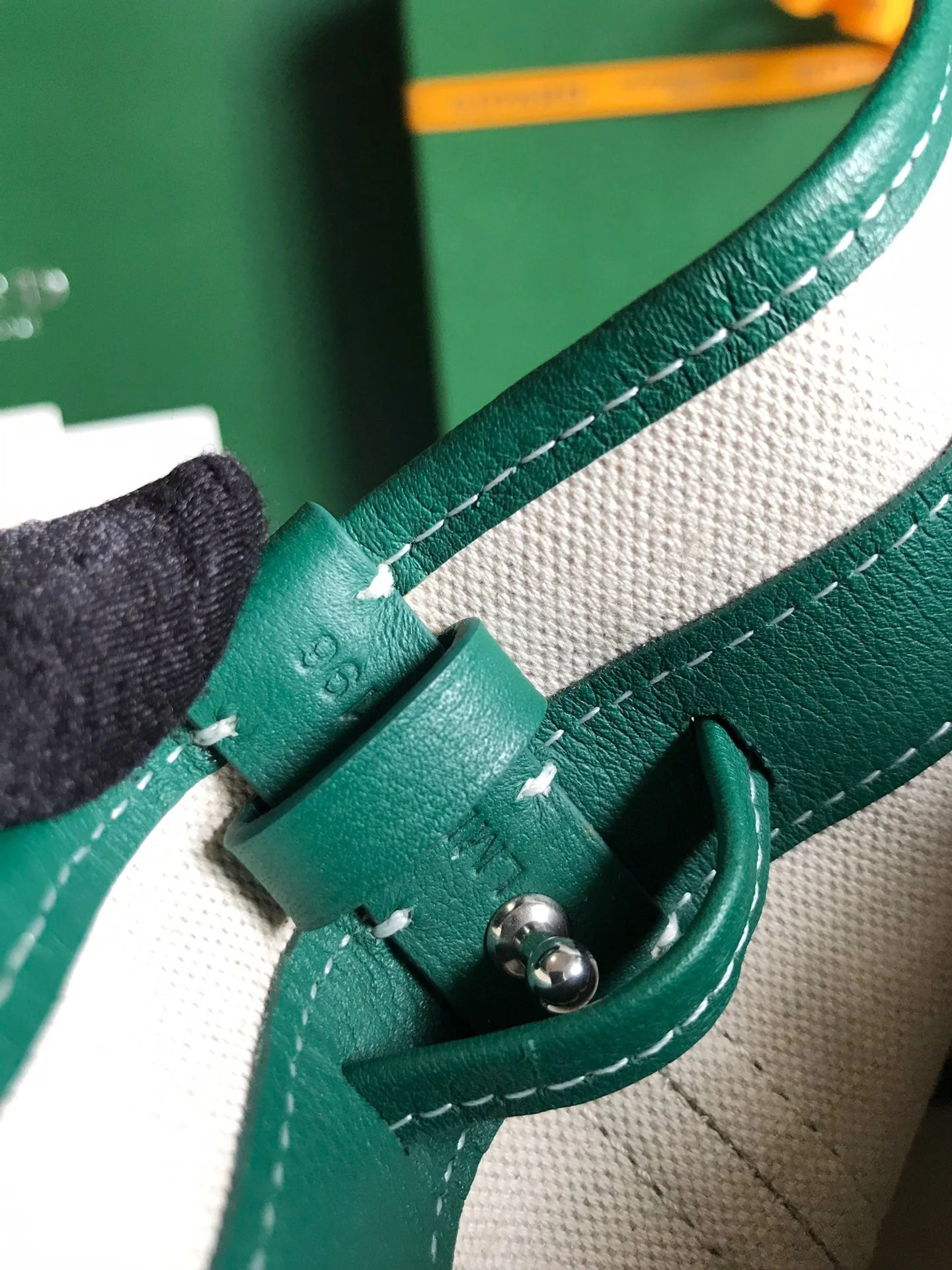 Green Lambskin Trim Bucket Bag