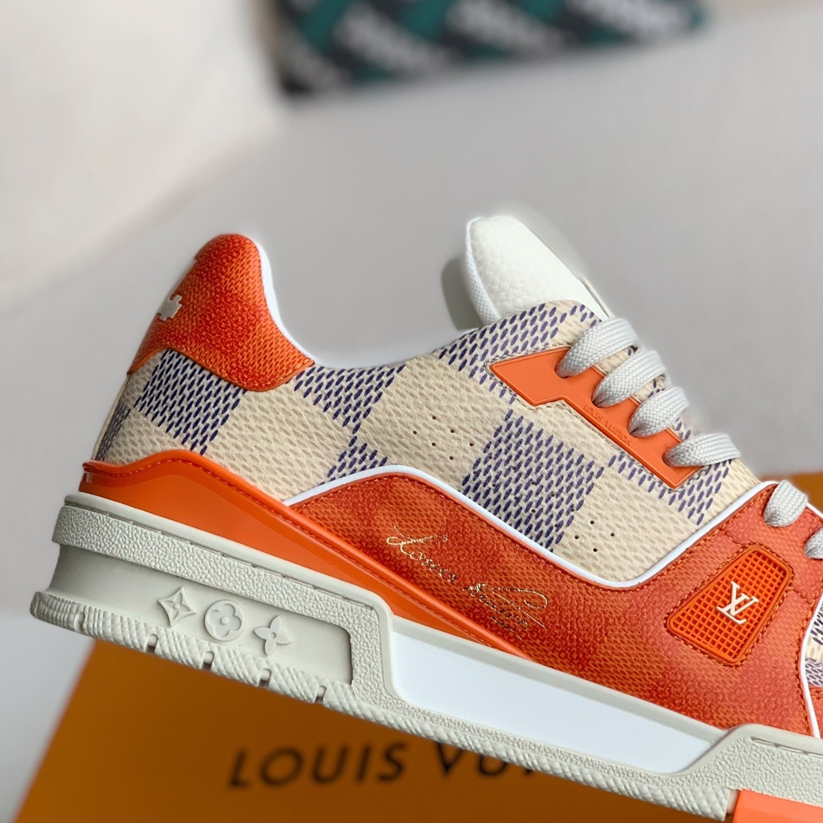 White and orange sneakers