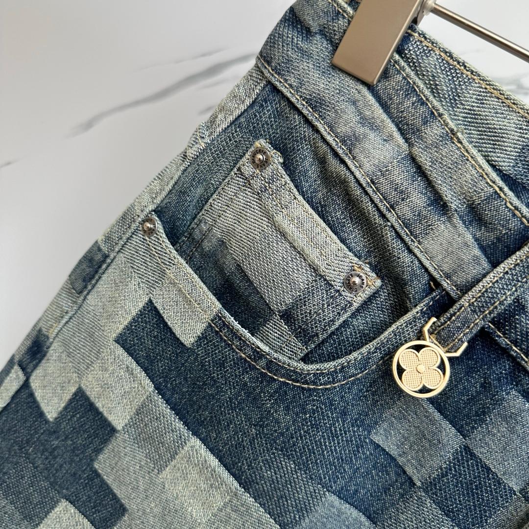 Blue Plaid Denim Shorts