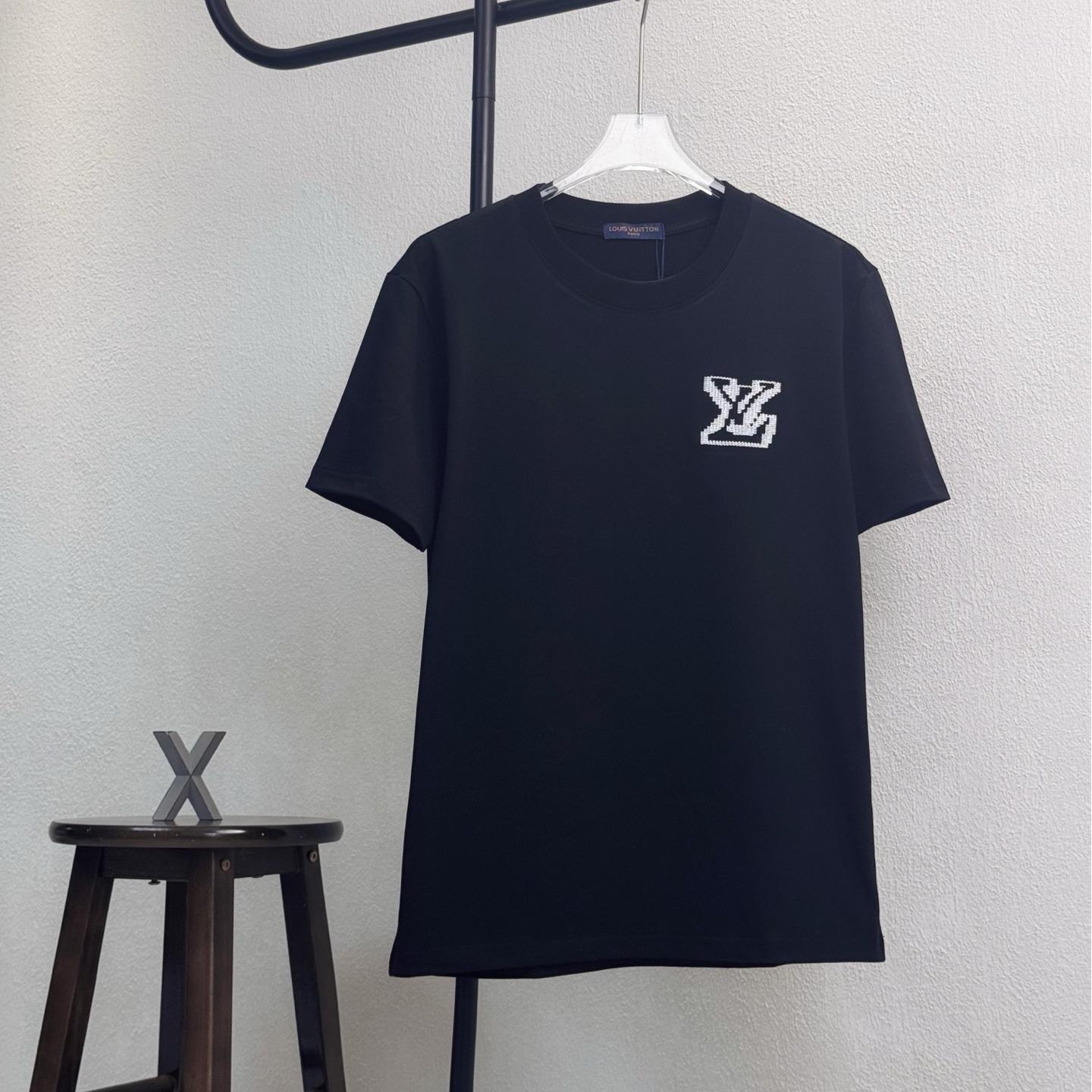 Embroidered printed crew neck T-shirt