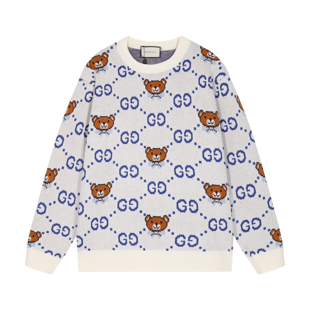 Bear Double G Jacquard Knit Sweater