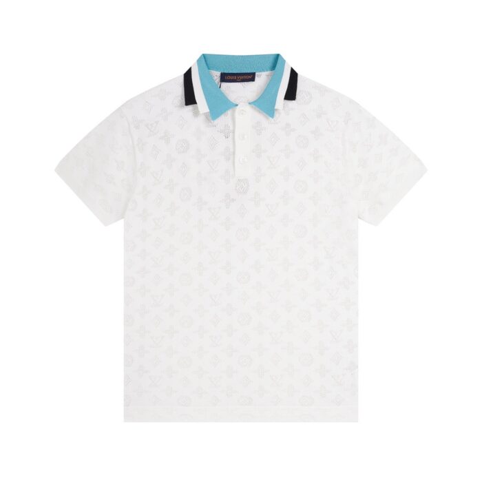 Openwork Pattern Knitted Polo Shirt
