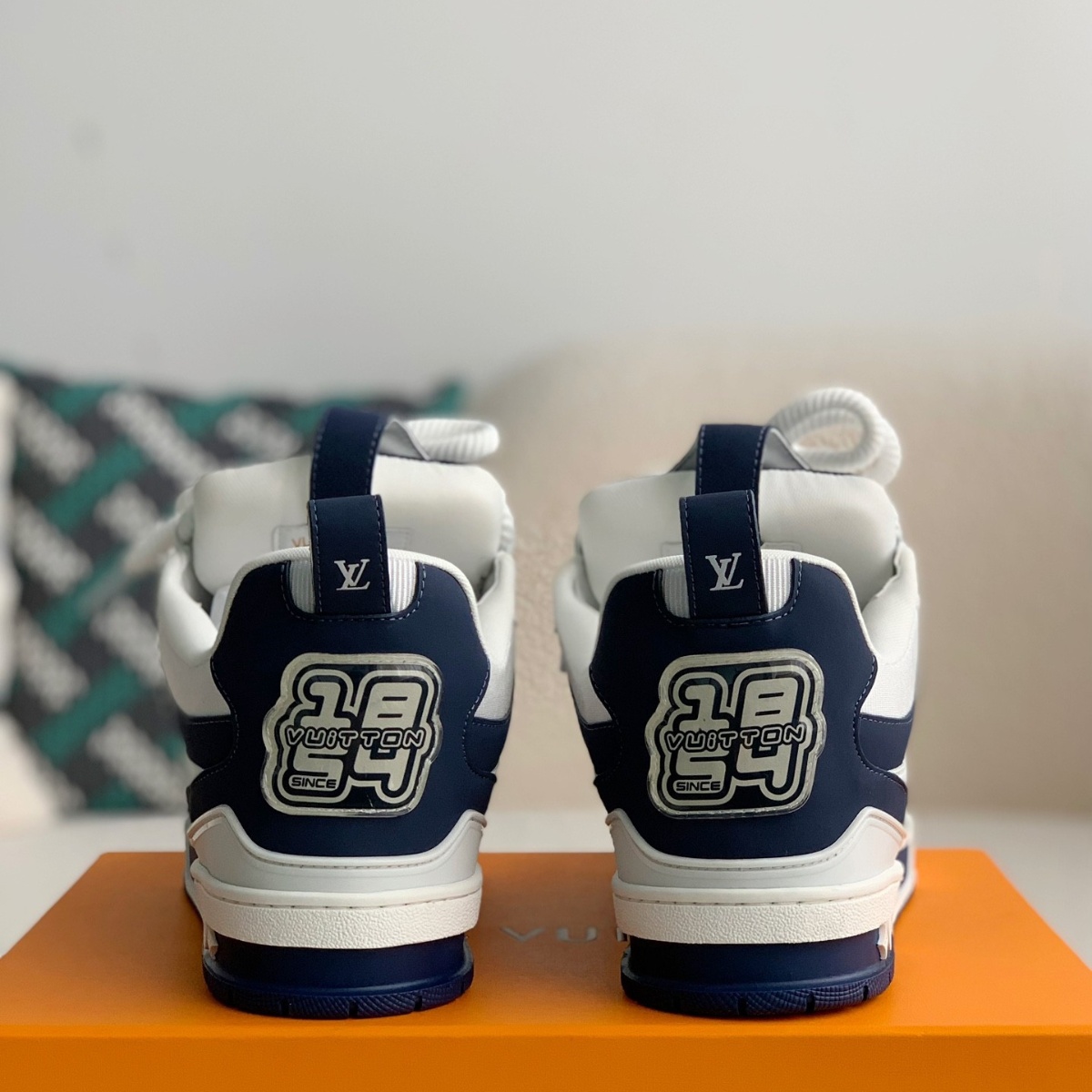 Navy and white sneakers