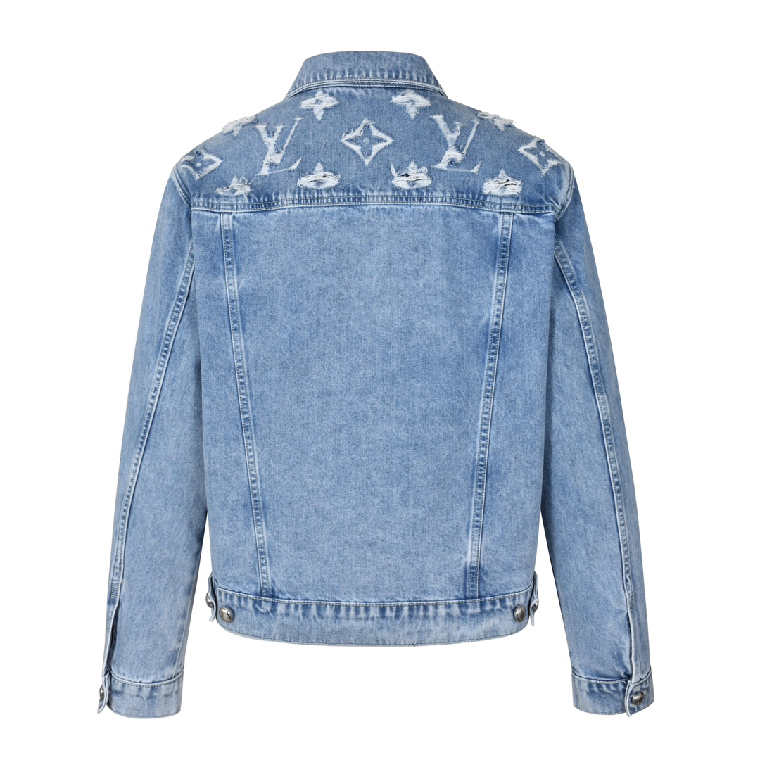 Denim Jacket Blue Embroidery Slim Fit
