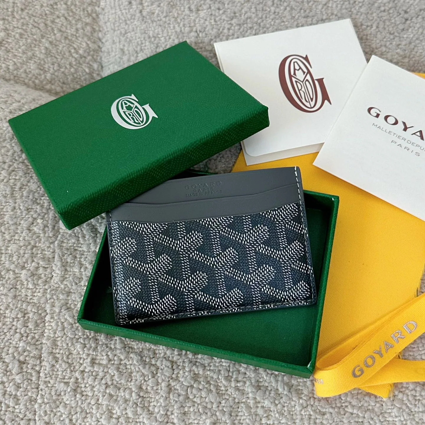 Grey And Black Calfskin Card Holder