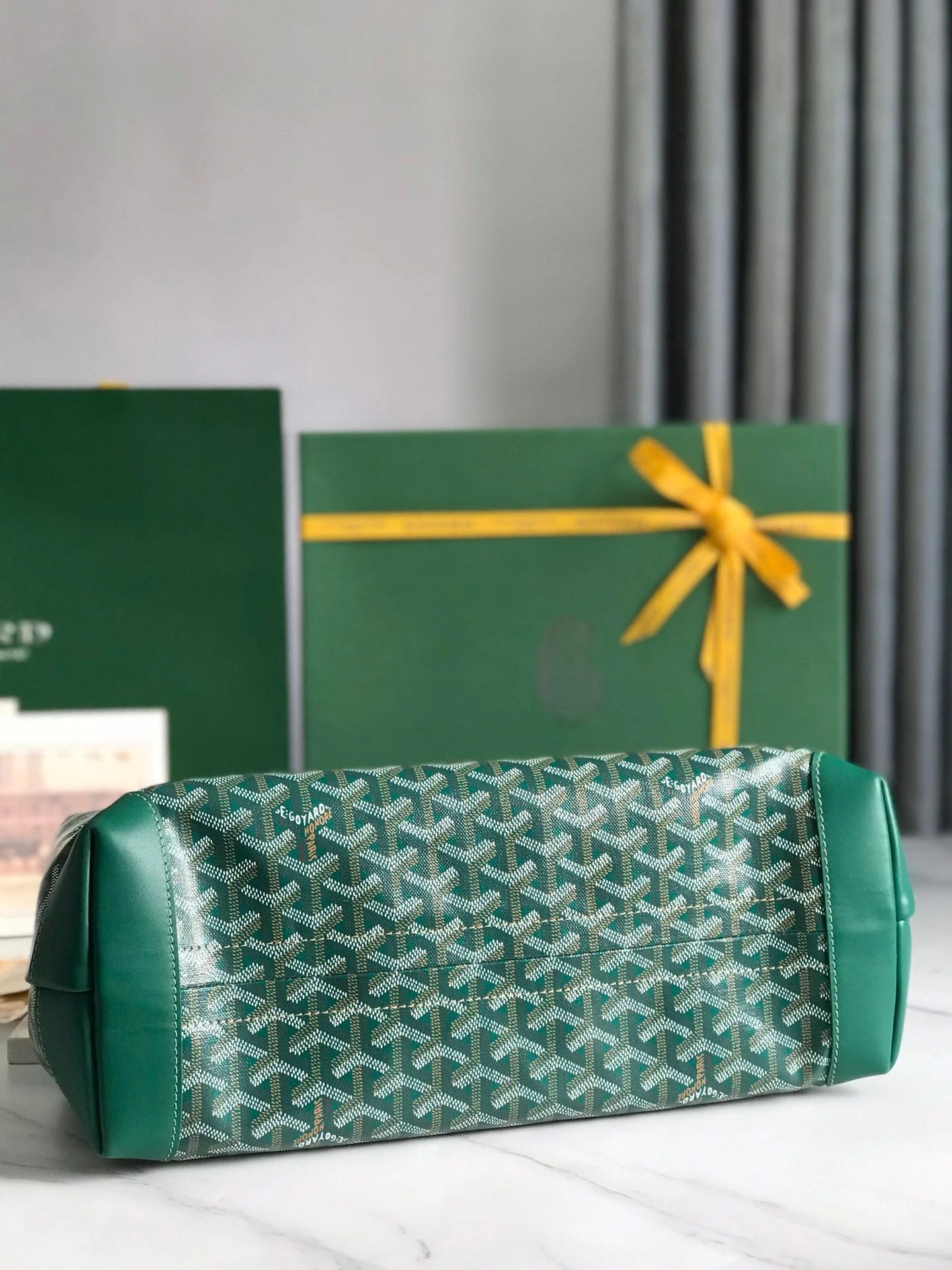 Green Canvas And Calfskin Trim Bag