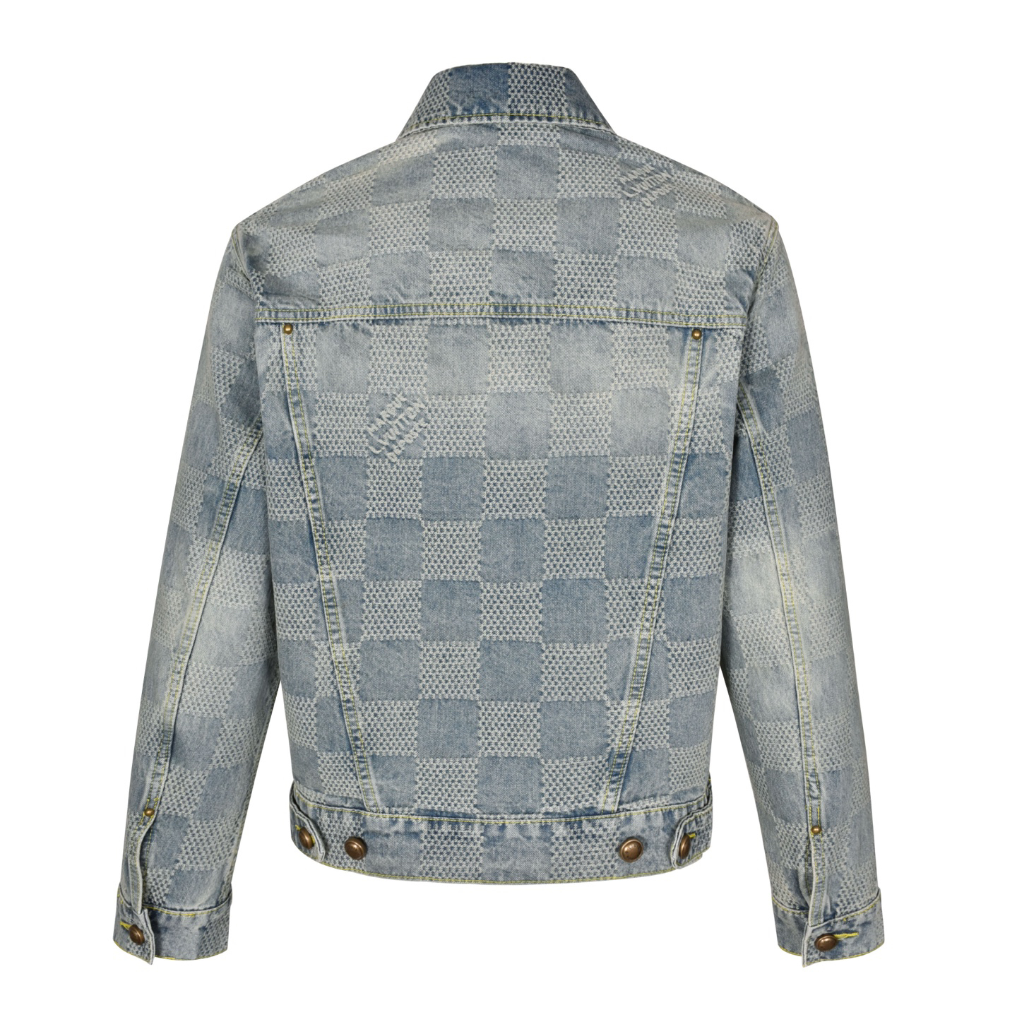 1V25ss checkerboard denim jacket