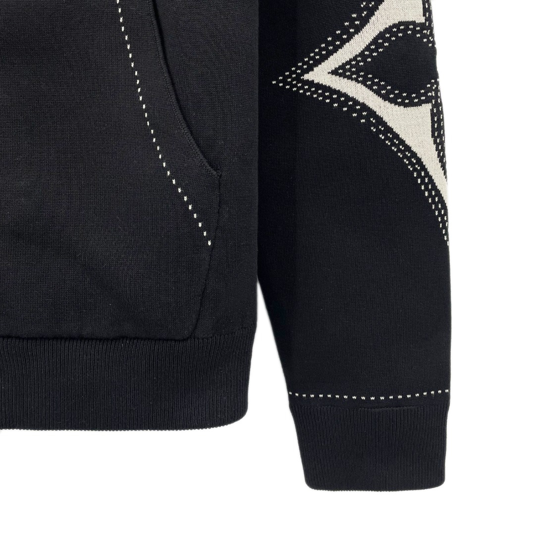 Intarsia Wool Zip-Up Hooded Jacket