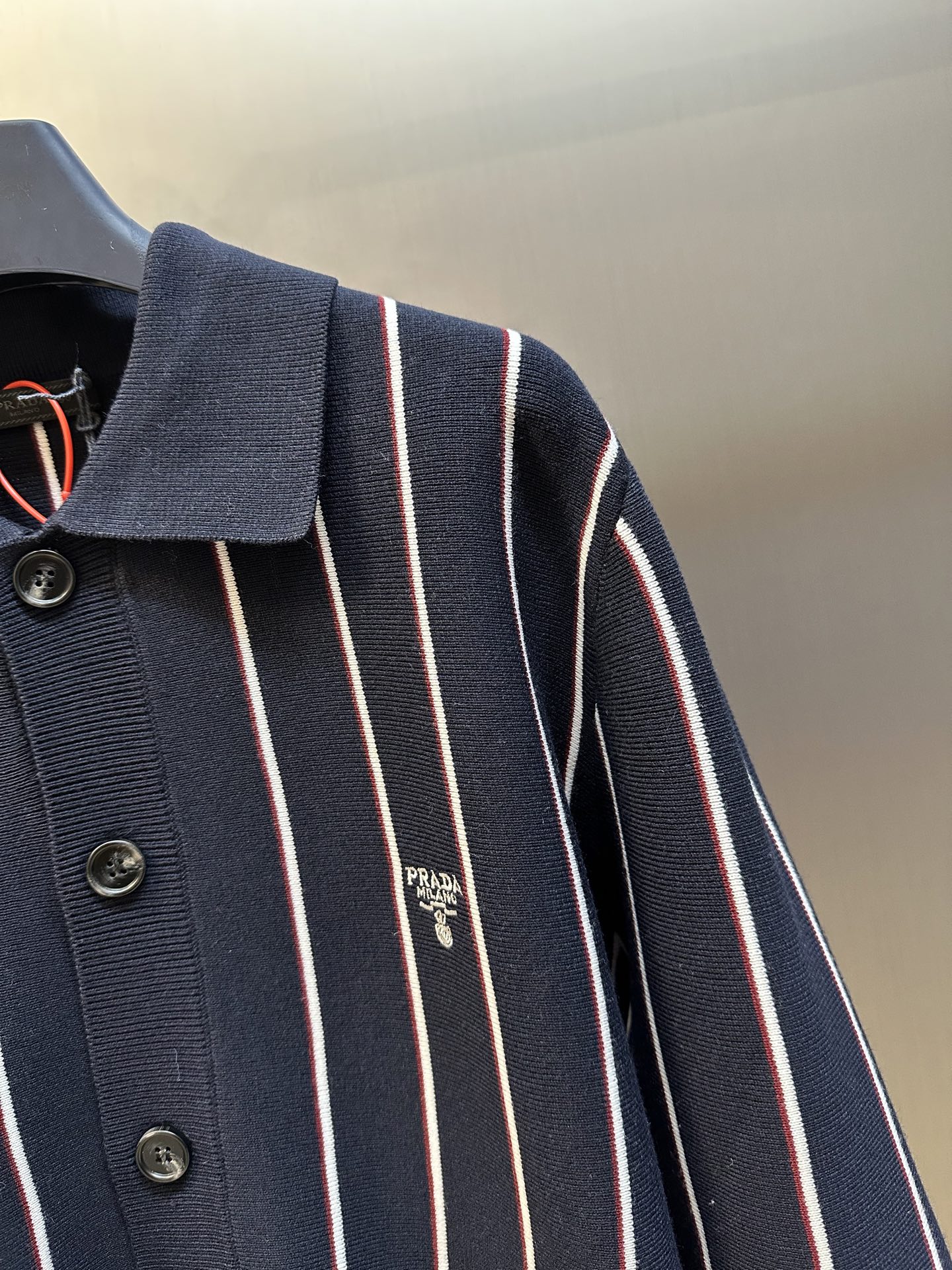 Stripe embroidered long-sleeved sweater