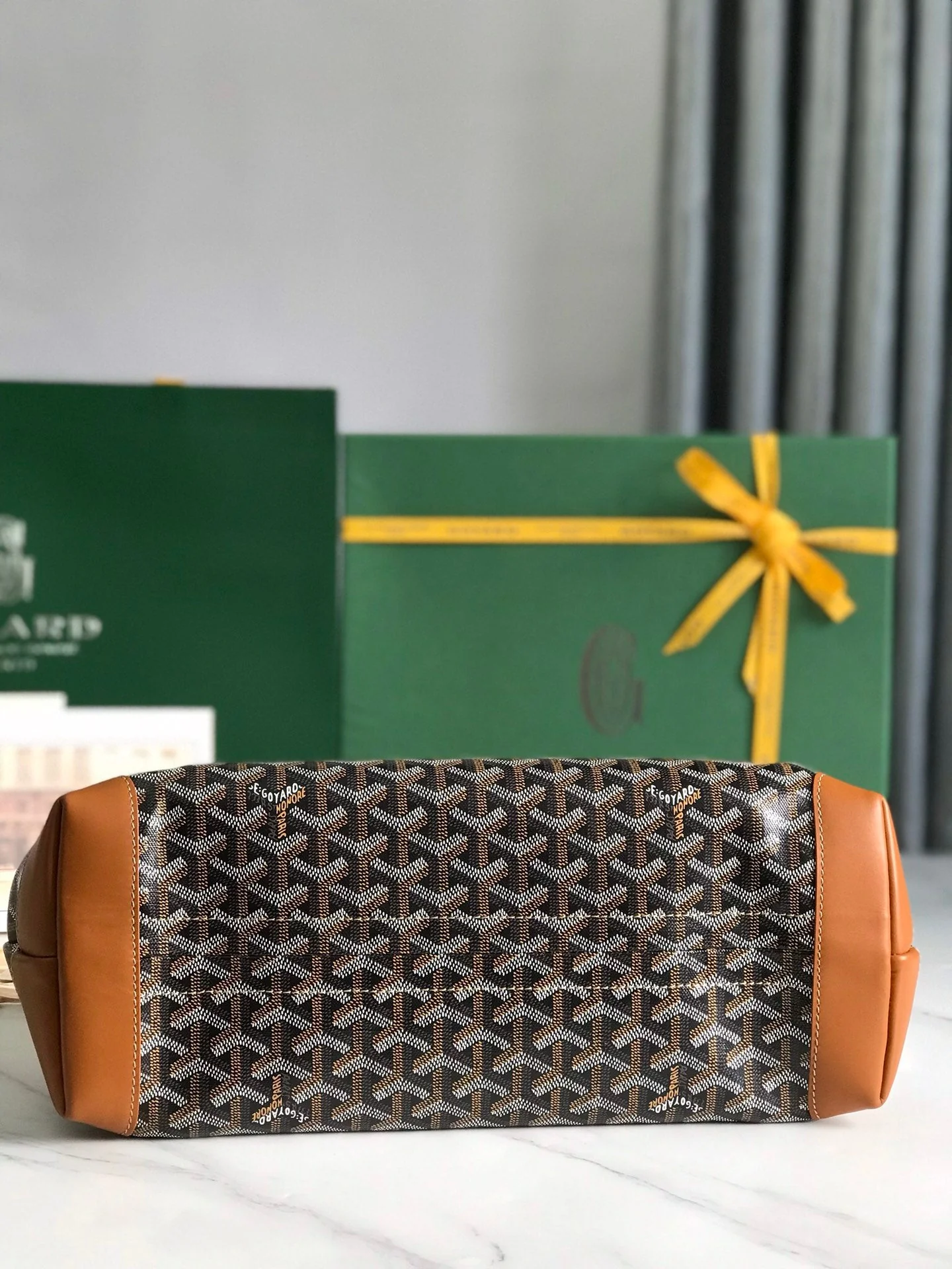 Black Tan Canvas And Calfskin Trim Bag