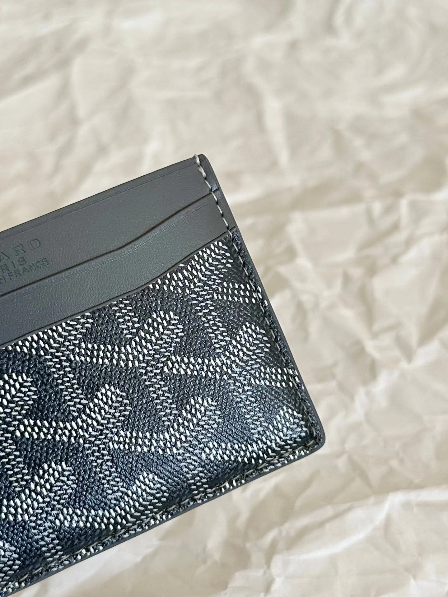 Grey And Black Calfskin Card Holder