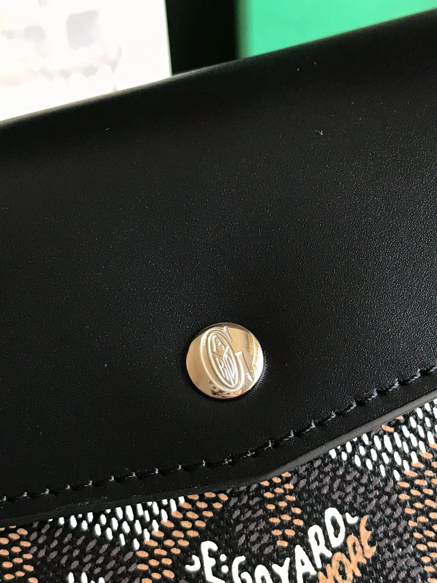 Black Calfskin Canvas Card Holder