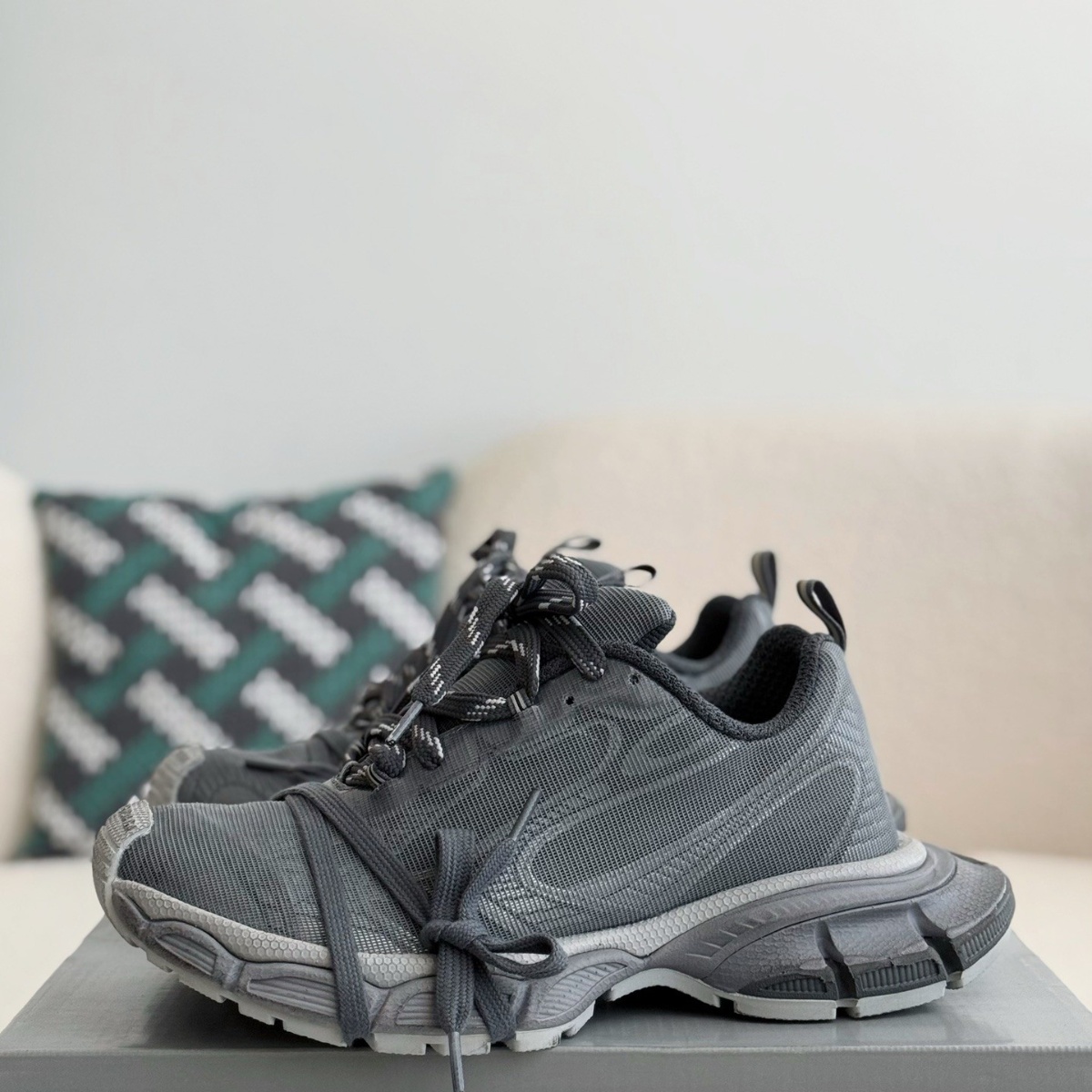 Distressed Mesh and Rubber Sneakers