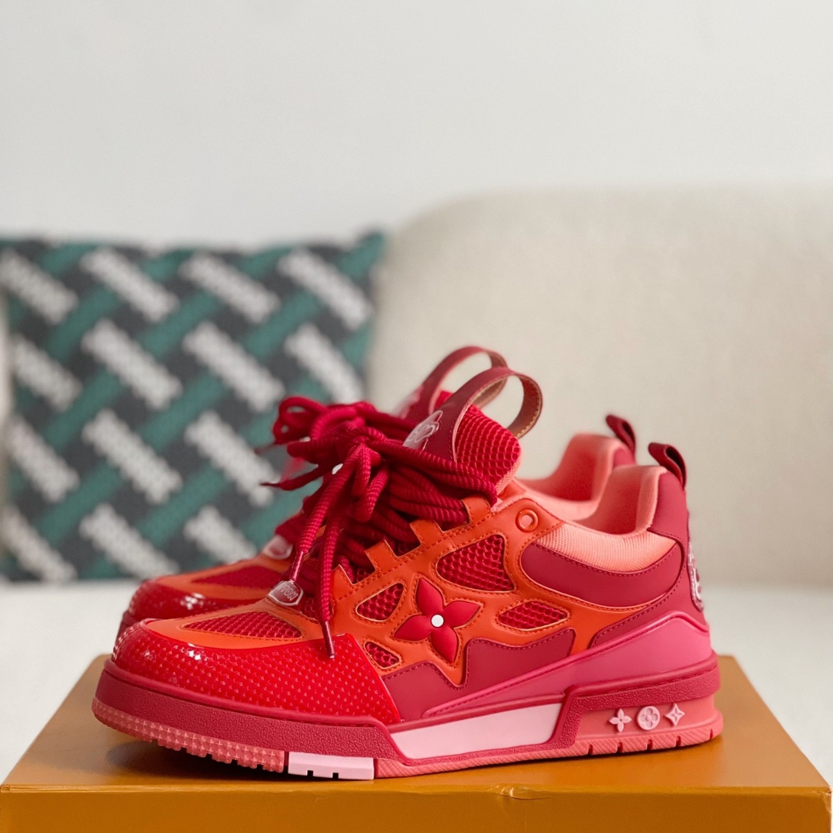 Red Two-Tone 'Skate' Sneakers
