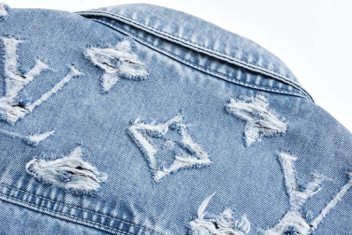 Denim Jacket Blue Embroidery Slim Fit