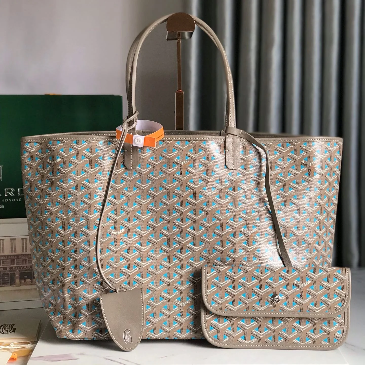 Grey and Blue Canvas Bag