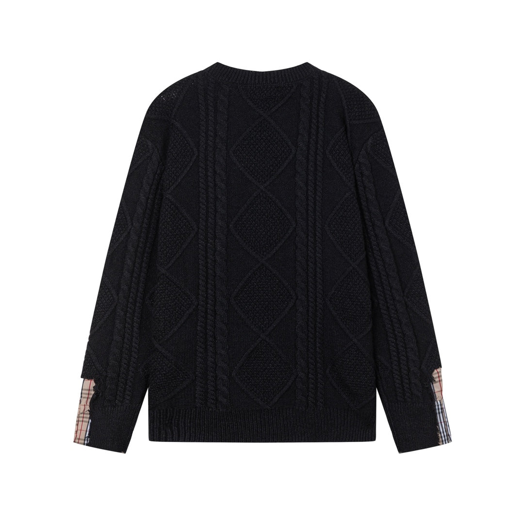New Black Patchwork Sweater