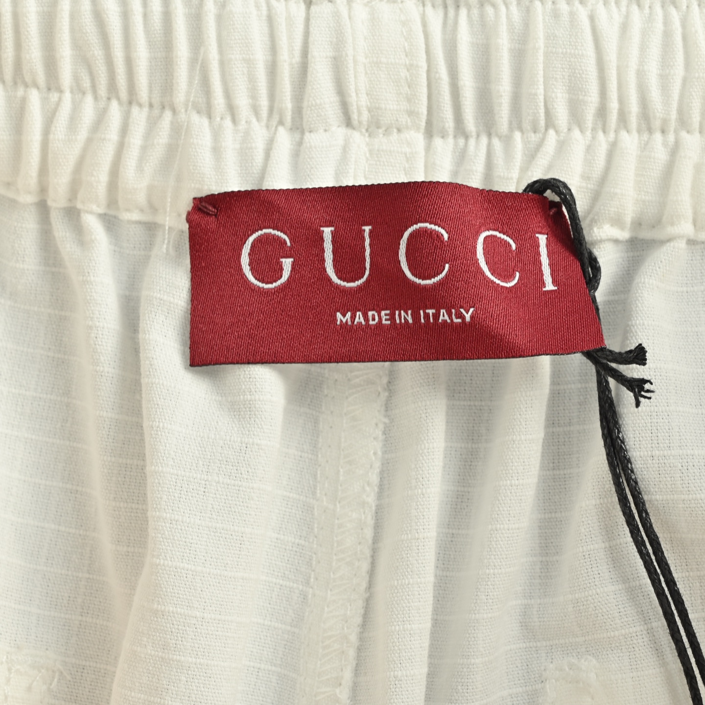 Red and green striped drawstring shorts