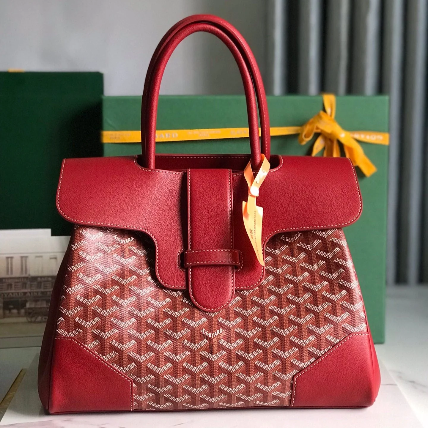 Bag 34 In Persian Red Canvas And Calfskin