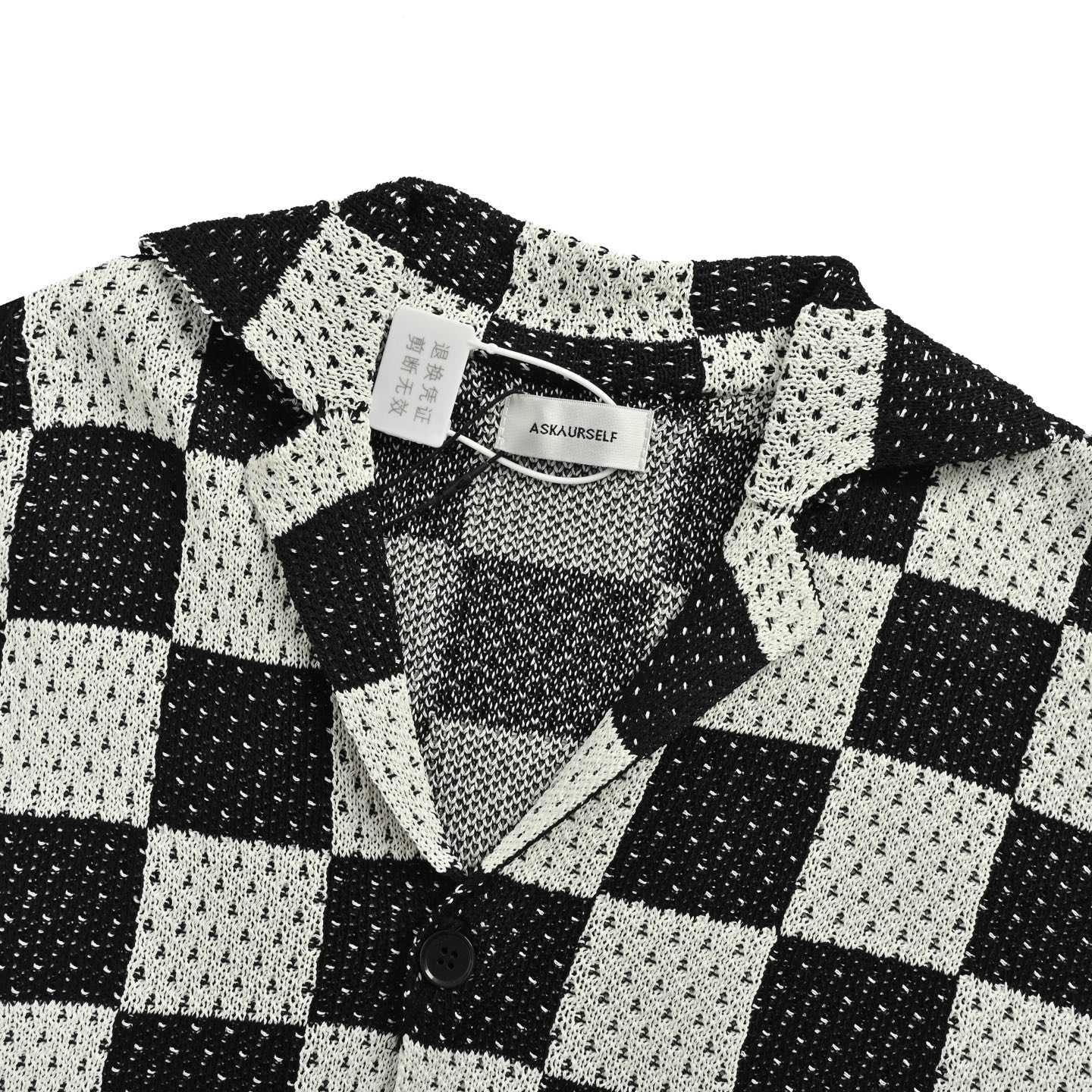 25SS Checkered Knit Short Sleeve Shirt