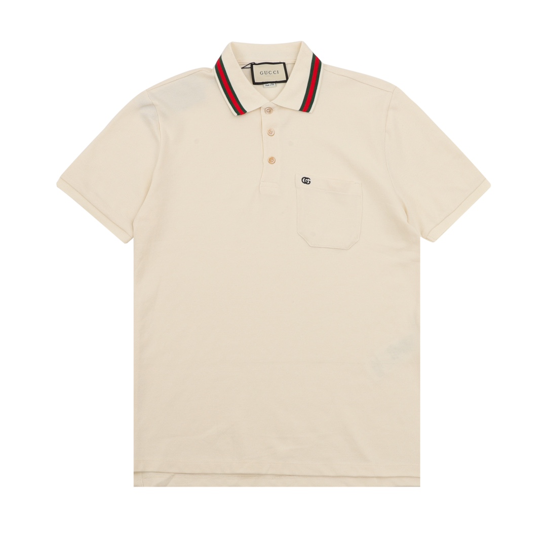 Polo shirt with embroidered logo on pocket