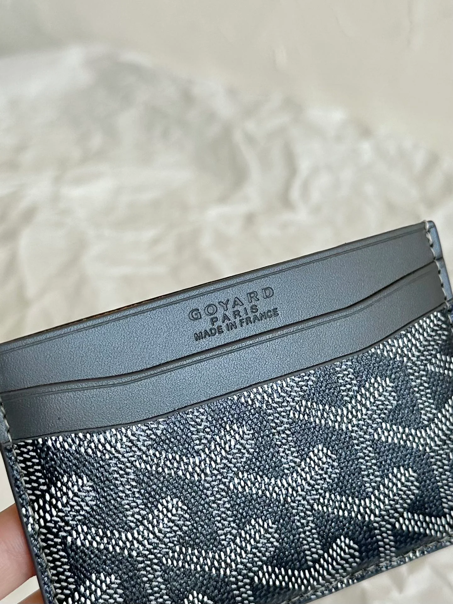 Grey And Black Calfskin Card Holder