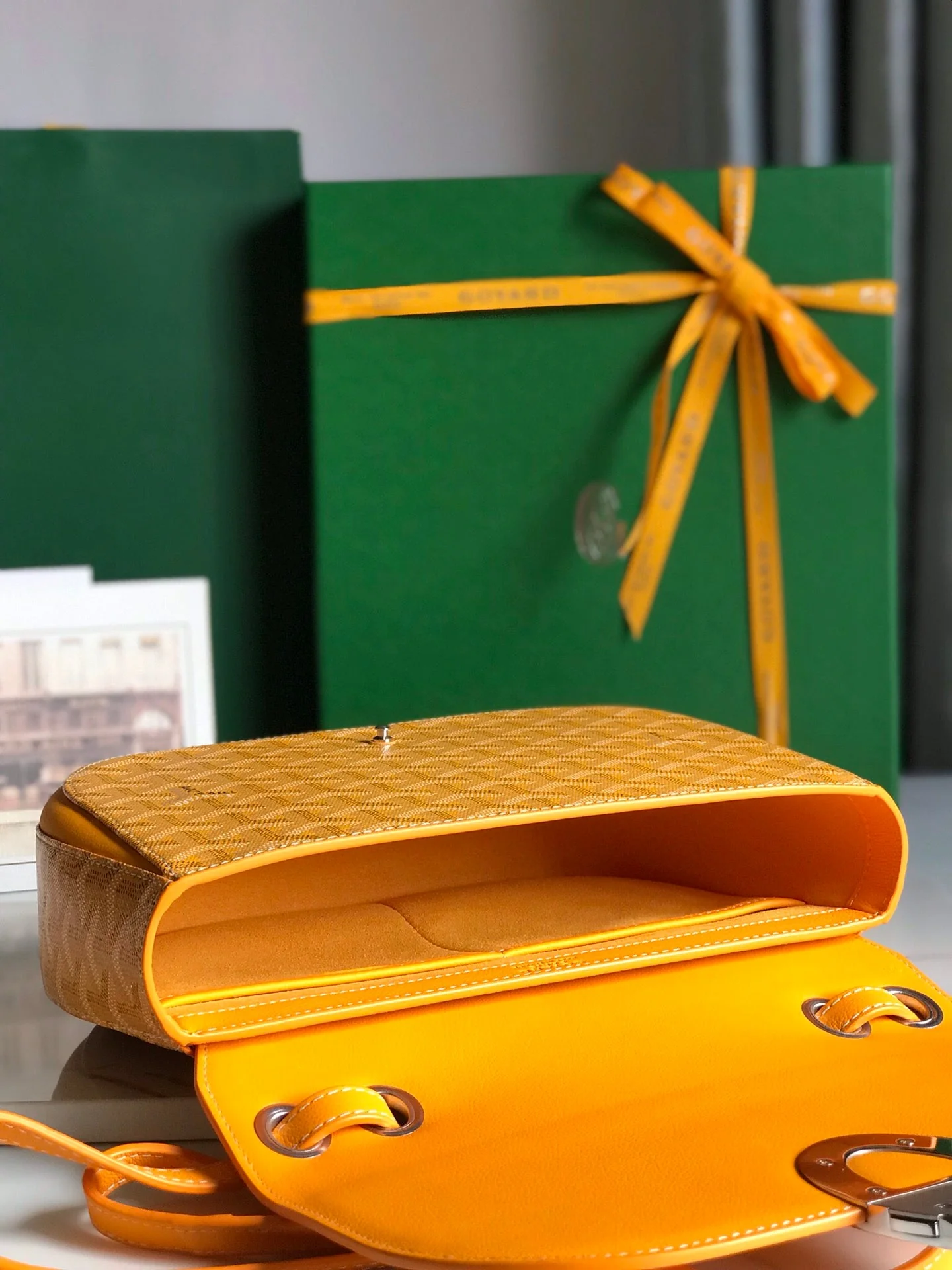 Yellow Calfskin Canvas Bag