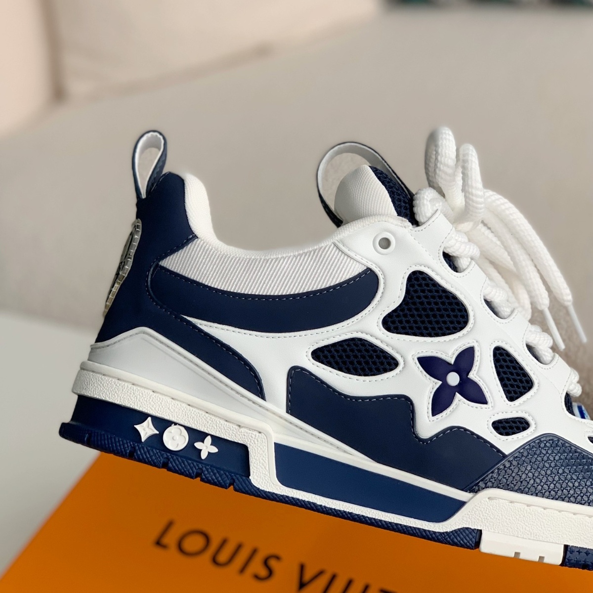 Navy and white sneakers