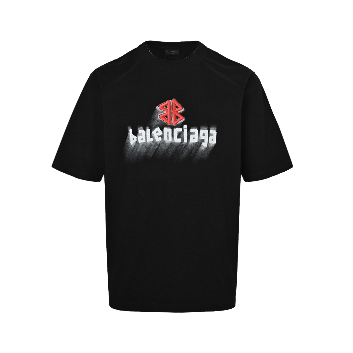 Inkjet ripped short-sleeved T-shirt