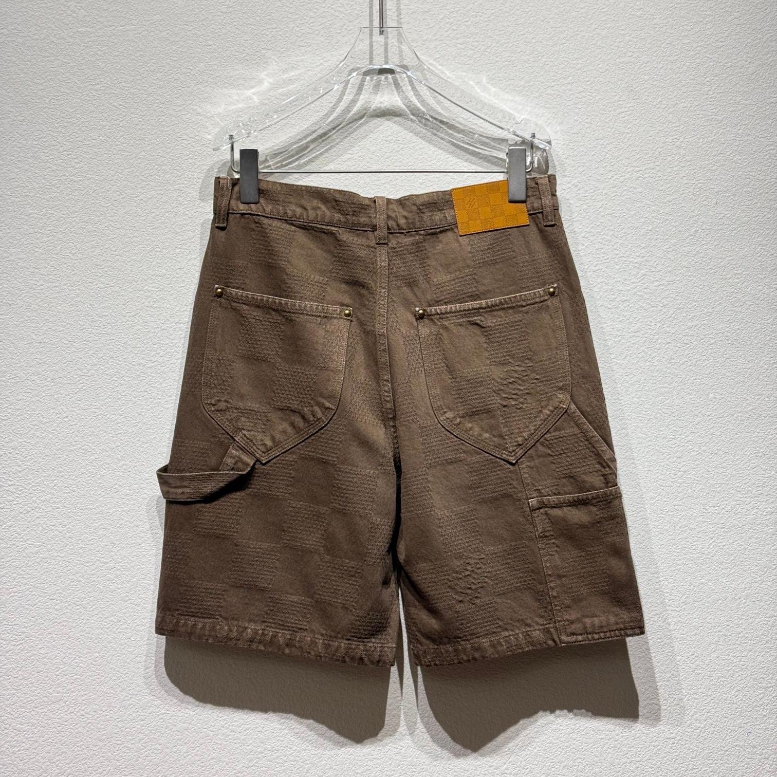 Checkered Denim Shorts