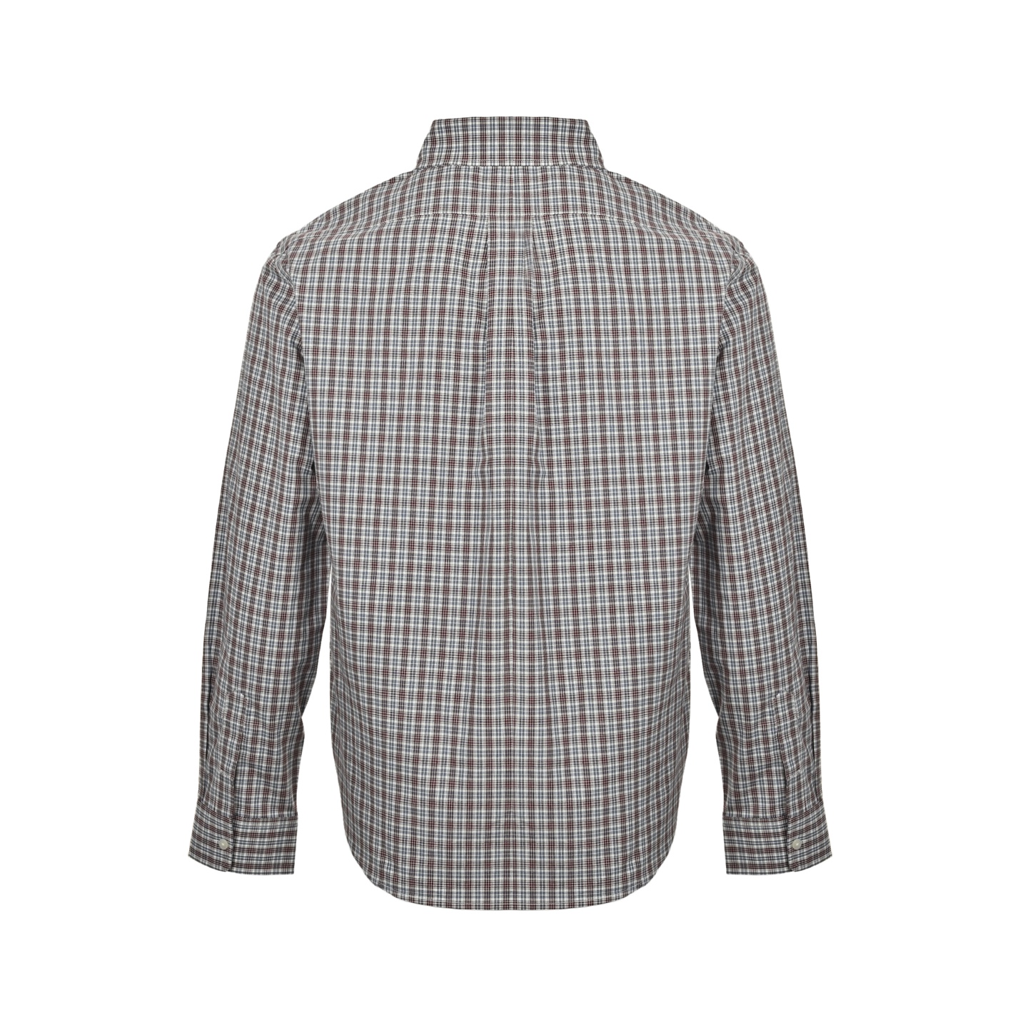 Brown and blue check long-sleeved shirt