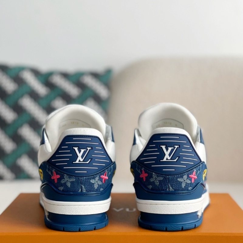 White & Blue Denim 'Trainer' Sneakers