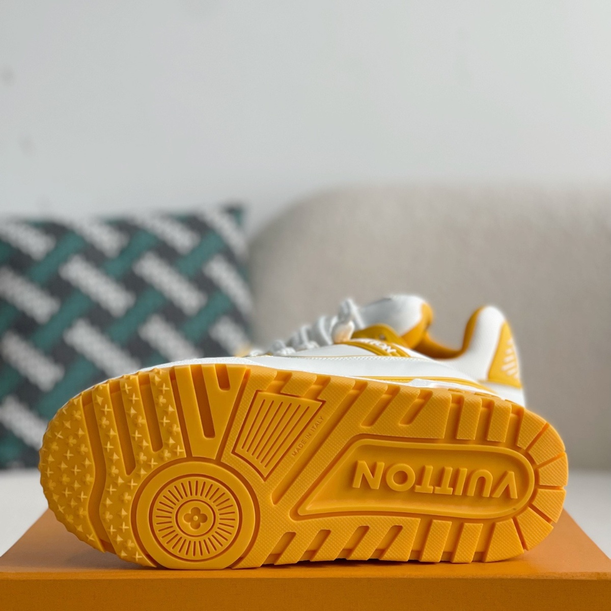 High-top orange sneakers