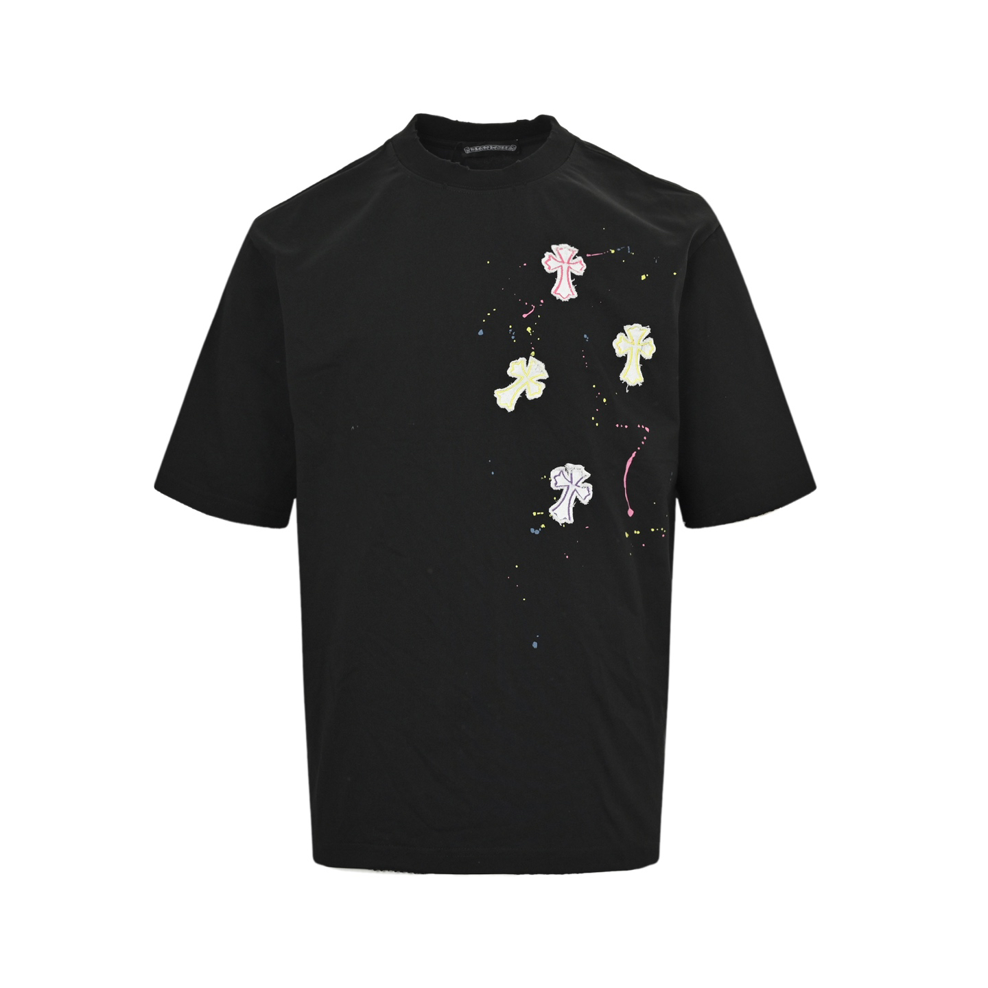 Graffiti cross patch embroidered washed short sleeves