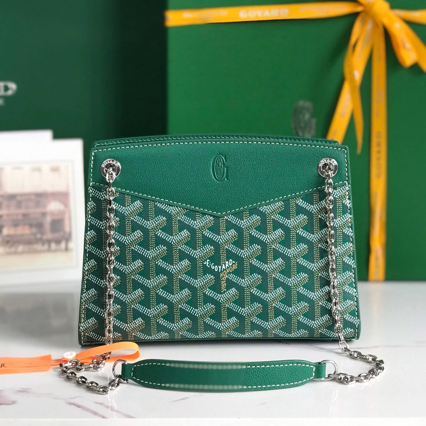 Green Calfskin Structured Mini Bag