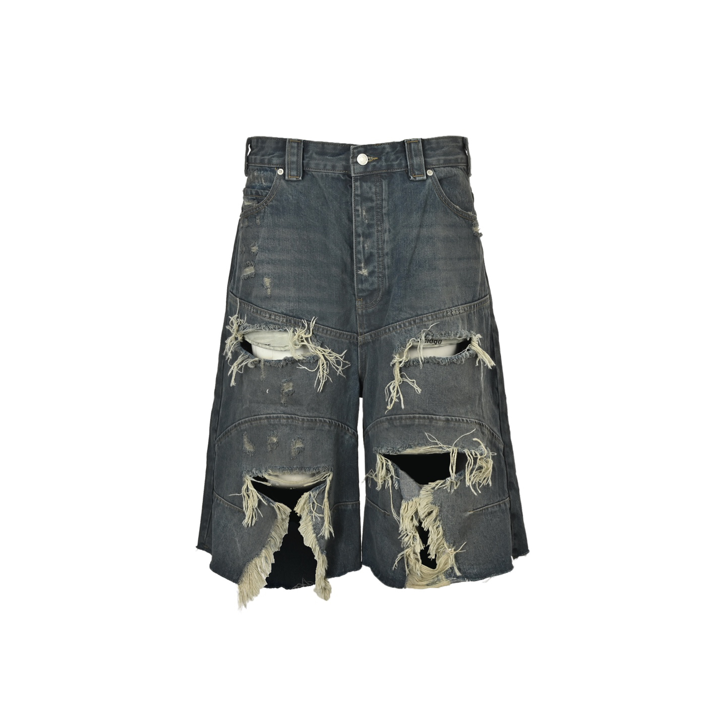 Distressed denim shorts